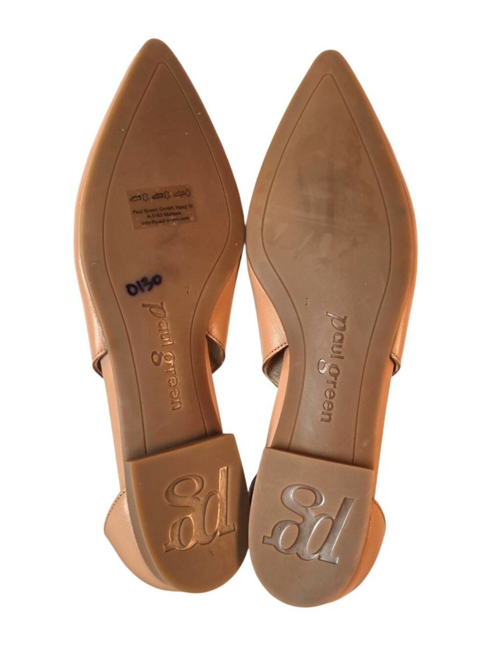 Paul Green Rica Pointed Toe D'Orsay Flats Tan Leather Womens 7 Ankle Strap NWOB - Picture 8 of 12